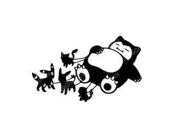 Silueta de Snorlax SVG PNG JPG / Diseño digital para manualidades
