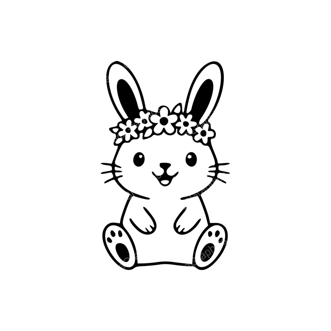 Cute Bunny With Flower Crown SVG PNG JPG | Digital Design for Crafting ...
