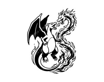 Charizard Fire Dragon SVG PNG JPG | Uroczy projekt stworzenia do rękodzieła