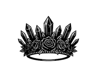 Gothic Romance Wedding Crown SVG PNG JPG | Floral Tiara Design for Crafts