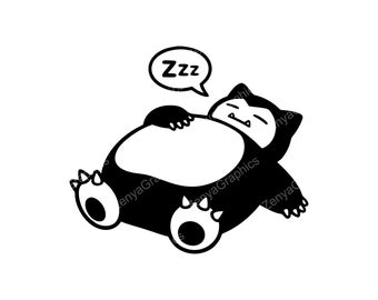 Snorlax Sleeping SVG PNG JPG | Cute Pokemon Design for Crafts