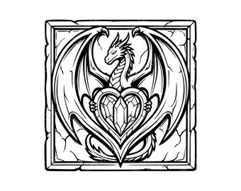 Dragon Heart Illustration SVG PNG JPG | Fantasy Art for Crafts
