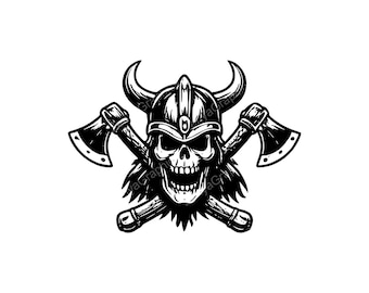 Viking Skull Design SVG PNG JPG | Nordic Art for T-Shirt Design