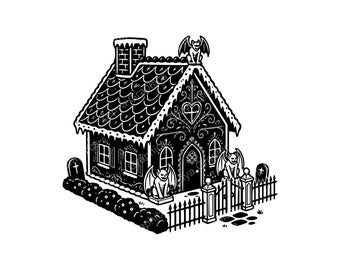 Gothic Christmas House SVG PNG JPG | Spooky Holiday Decor for Crafting