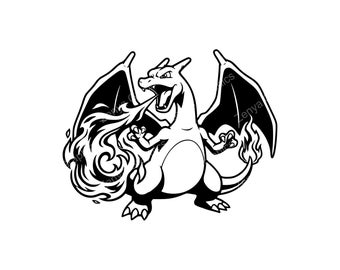 Charizard Fire Dragon SVG PNG JPG | Plik do cięcia sylwetki dla Cricut