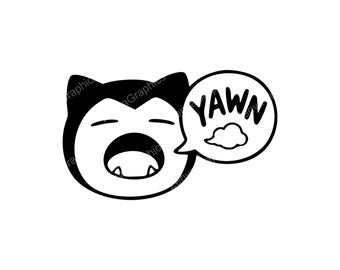 Snorlax ziewający SVG PNG JPG | Urocza śpiąca postać do rękodzieła