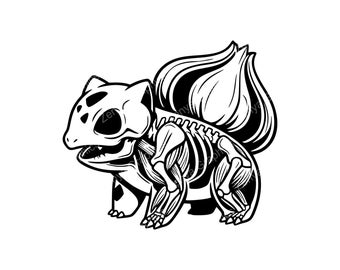 Projekt szkieletu Bulbasaura SVG PNG JPG | Unikalna sztuka do rękodzieła