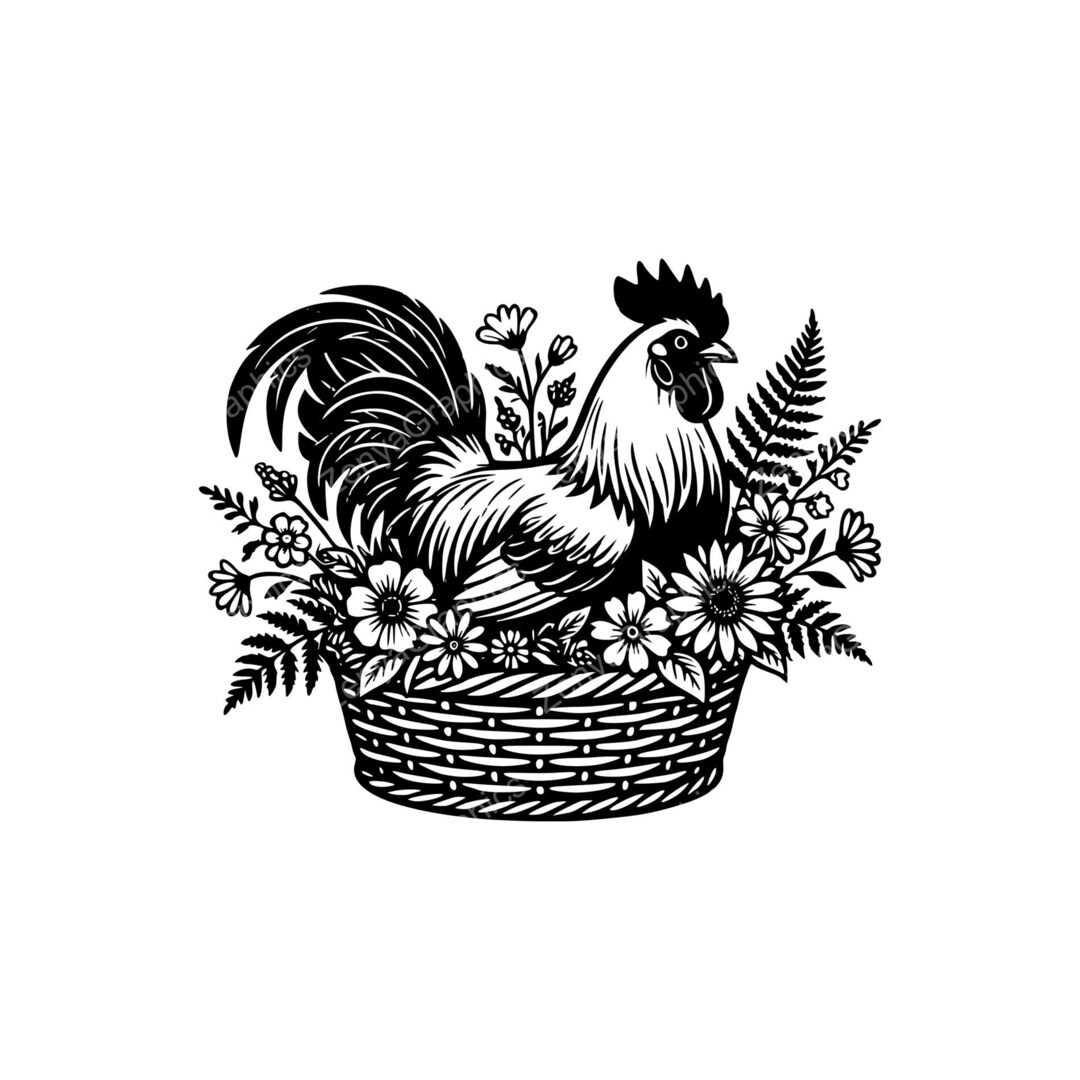 Rustic Rooster Vector Floral Rooster SVG PNG JPG | Rustic Farmhouse Design for Crafts - Etsy