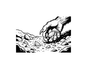 Werewolf Claw Holding Gems SVG PNG JPG | Monster Design for Crafts