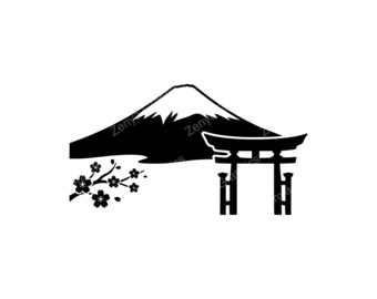 Mount Fuji Torii Gate SVG PNG JPG | Japanese Landscape Art for Home Decor