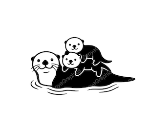 Cute Otter Family SVG PNG JPG | Adorable Digital Design for Crafts