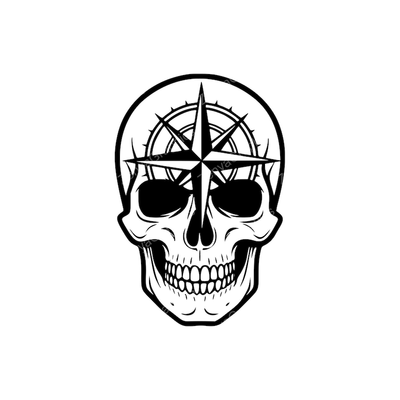 Skull Compass Silhouette SVG PNG JPG | Unique Wall Art for Diy Projects ...