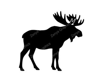 Moose Silhouette SVG PNG JPG | Vinyl Cut File for Crafts