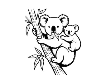 Koala Mother Love SVG PNG JPG | Uroczy wzór ze zwierzętami na baby shower