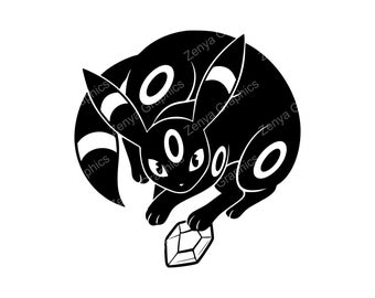 Umbreon Pokémon SVG PNG JPG | Uroczy wzór kota do rękodzieła