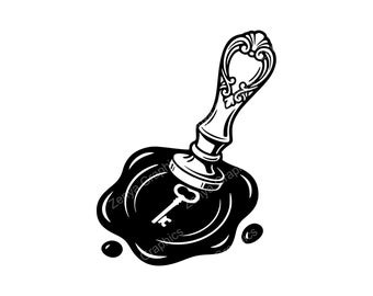 Vintage Key Seal SVG PNG JPG | Gothic Design for Crafts