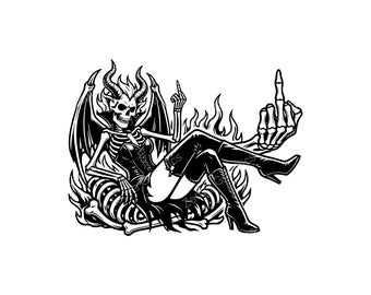 Diabelski Szkielet Kobieta SVG PNG JPG | Groźny gotycki projekt do rękodzieła