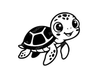 Uroczy żółw morski, sylwetka SVG PNG JPG | Dekoracja żeglarska dla Cricut