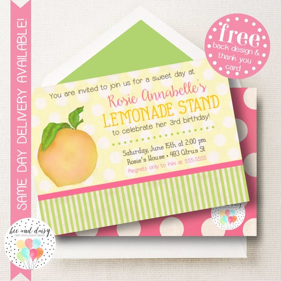 lemonade invitation for girls birthday party printable lemon party lemonade invitations