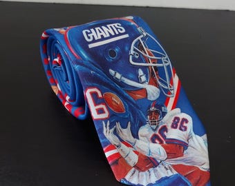 Corbata vintage Ralph Marlin para hombre, azul, poliéster, New York Giants, NFL, años 90.