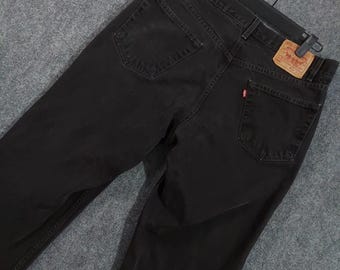 Vintage Levis 550 Jeans Mens 36x32 (Fits 34x30) Black Relaxed Fit Tapered Denim