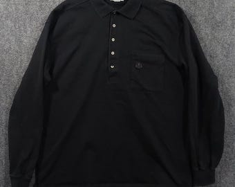 Vintage IZOD Polo Shirt Mens XLT Tall Black Pocket Made In USA Cotton Knit