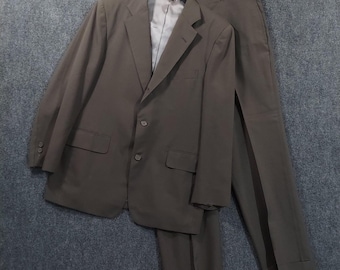 Vintage J Press Suit Herren 42R 36x28 Grün Grau Wolle 2 Stück 2 Knopf USA