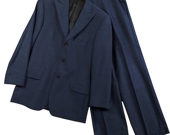 Versace Classic V2 Suit Mens IT 50 US 40 Navy Blue Wool 3-Button Italy 32x29