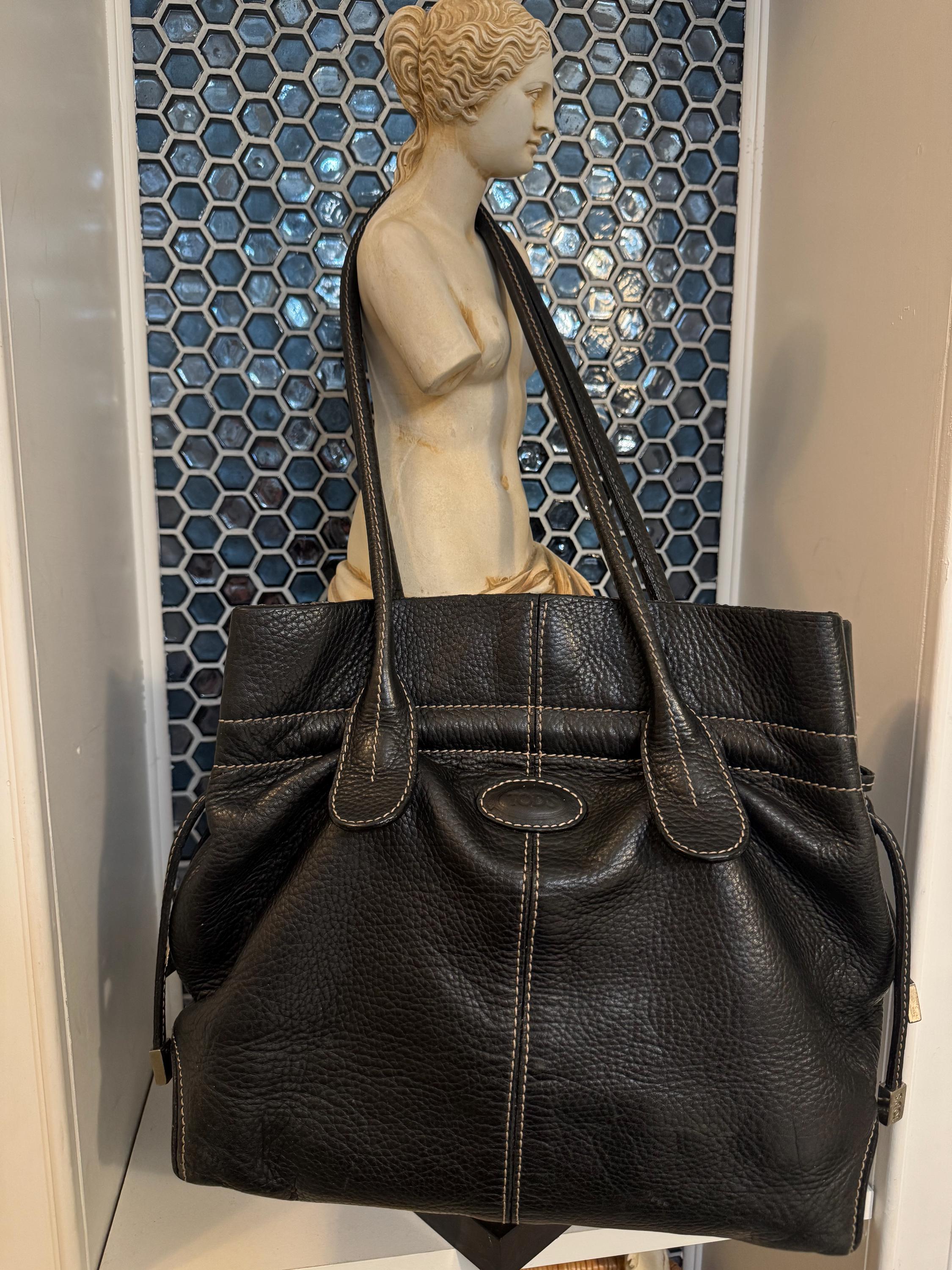 ハンドバッグ TOD'S CANVAS AND CALF LEATHER HANDBAG Genuine TODS 'G-LINE' Grey Canvas and Leather G-Bag Tote