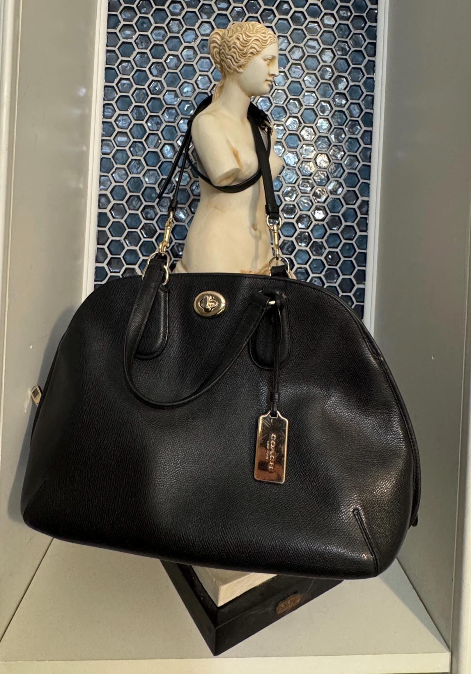 バッグ Vintage Coach Turnlock 2Way BusinessBag Vintage Coach Winnie Brown Turnlock 2Way Handbag Shoulder