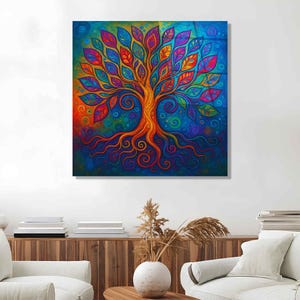 Modern Glass Wall Art, Colorful Tree of Life Wall Panel, Tempered Glass Art, Abstract Wall Decor, Glass Artwork, Wall Art for Living Room