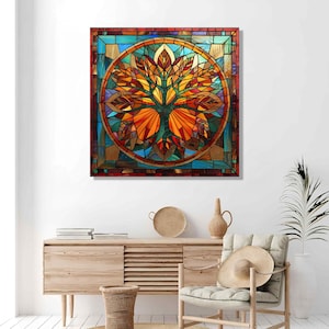 Tempered Glass Wall Art, Stain Glass Look Tree of Life Wall Decor, Modern Glass Wall Art, Abstract Glass Accent Wall Decor, Ideal Gift