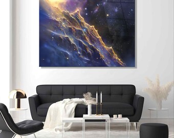 Galaxy Wave Tempered Glass Wall Art: Cosmic Celestial Decor