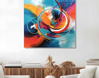 Tempered Glass Abstract Wall Art: Dynamic Energy Panel Decor