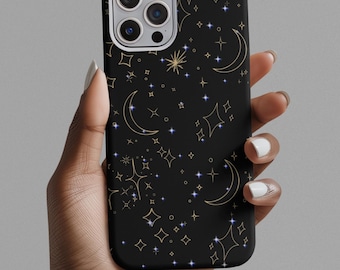 Celestial Phone Case Moon and Stars Phone Case Celestial Aesthetic Case for iPhone & Galaxy Sparkling Design Gift for Her iPhone Case Starry