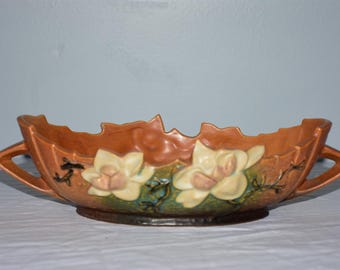 Vintage Roseville Pottery Magnolia 10” Oval Planter