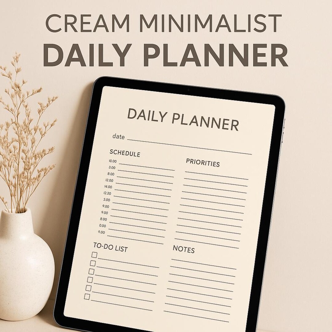 ADHD Daily Planner Printable – Minimalist Cream Design | Undated PDF ...