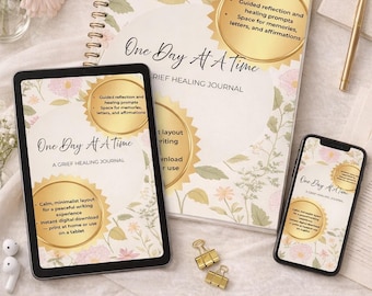 Guided Grief Journal: Healing Prompts, Self-Care Workbook (Digital PDF)