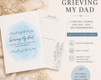 Grieving My Dad Journal | I Miss My Dad Grief Workbook | Loss of Father Healing Journal, Memorial Journal, Printable Grief Prompts