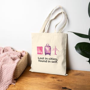 Lost in Cities Tote Bag, Eco-Friendly Cotton Bag, Travel Bag, Gift for Wanderers, Summer Tote, Personalized Shopper