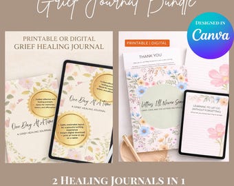 Grief Journal Bundle Printable PDF | Guided Healing Journal + Letters I’ll Never Send | Coping with Loss Workbook Digital Download