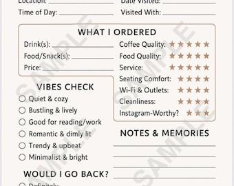Coffee Shop Hopper Journal Page