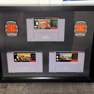Donkey Kong Country Super Nintendo SNES Game Cartridge Shadow Box Wall Art Decor for Retro Man Cave