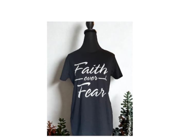 Faith Over Fear Insprational Christian Tee | New believer gift | Aesthetic faith Tee |Church Merch