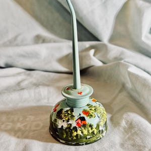 Handpainted Farm Scene on Small Oiler