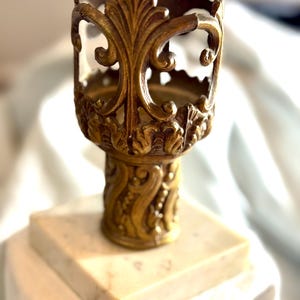 Florentine-Inspired Metal and Marble Candle Holder
