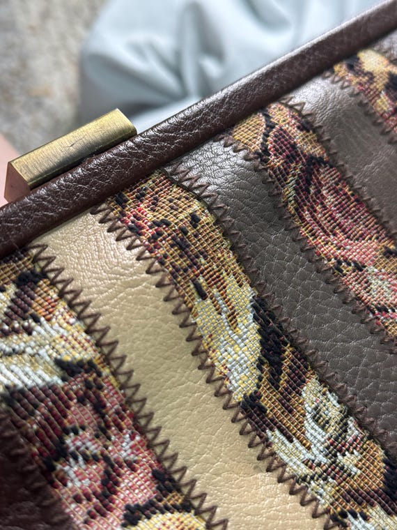 Patchwork Neutral Lined Clutch Bag - image 6