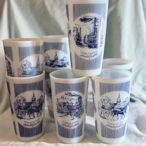 Hazel Atlas Currier & Ives Glasses, Set of 8