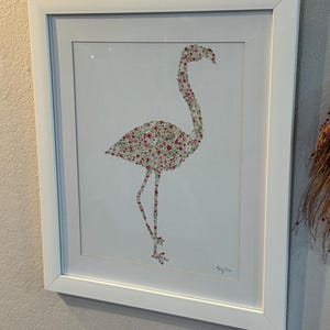 Framed Modern Floral Flamingo Art