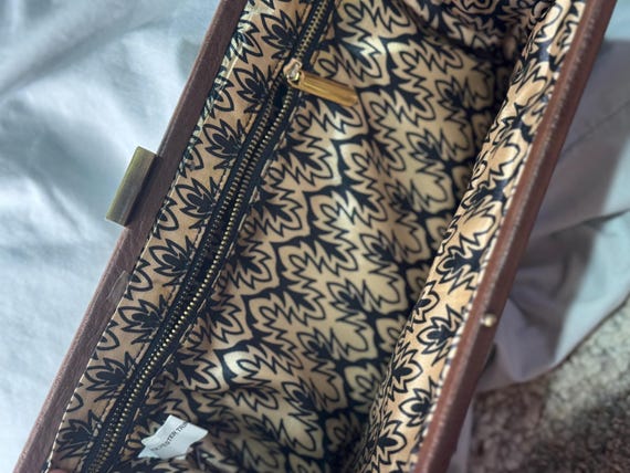 Patchwork Neutral Lined Clutch Bag - image 3